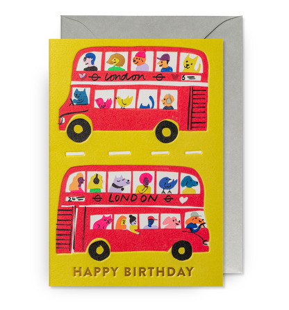 Happy Birthday London Buses Greeting Card：7339