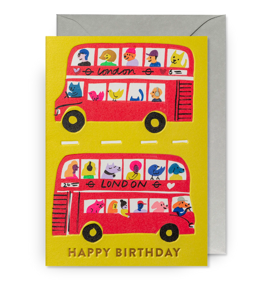 Happy Birthday London Buses Greeting Card：7339