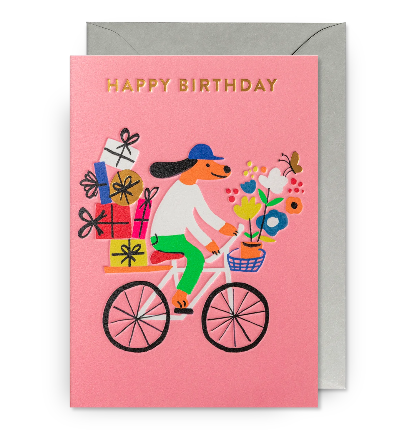 Happy Birthday Dog on Bike Greeting Card：7345