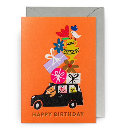 Happy Birthday Black Cab Greeting Card：7347