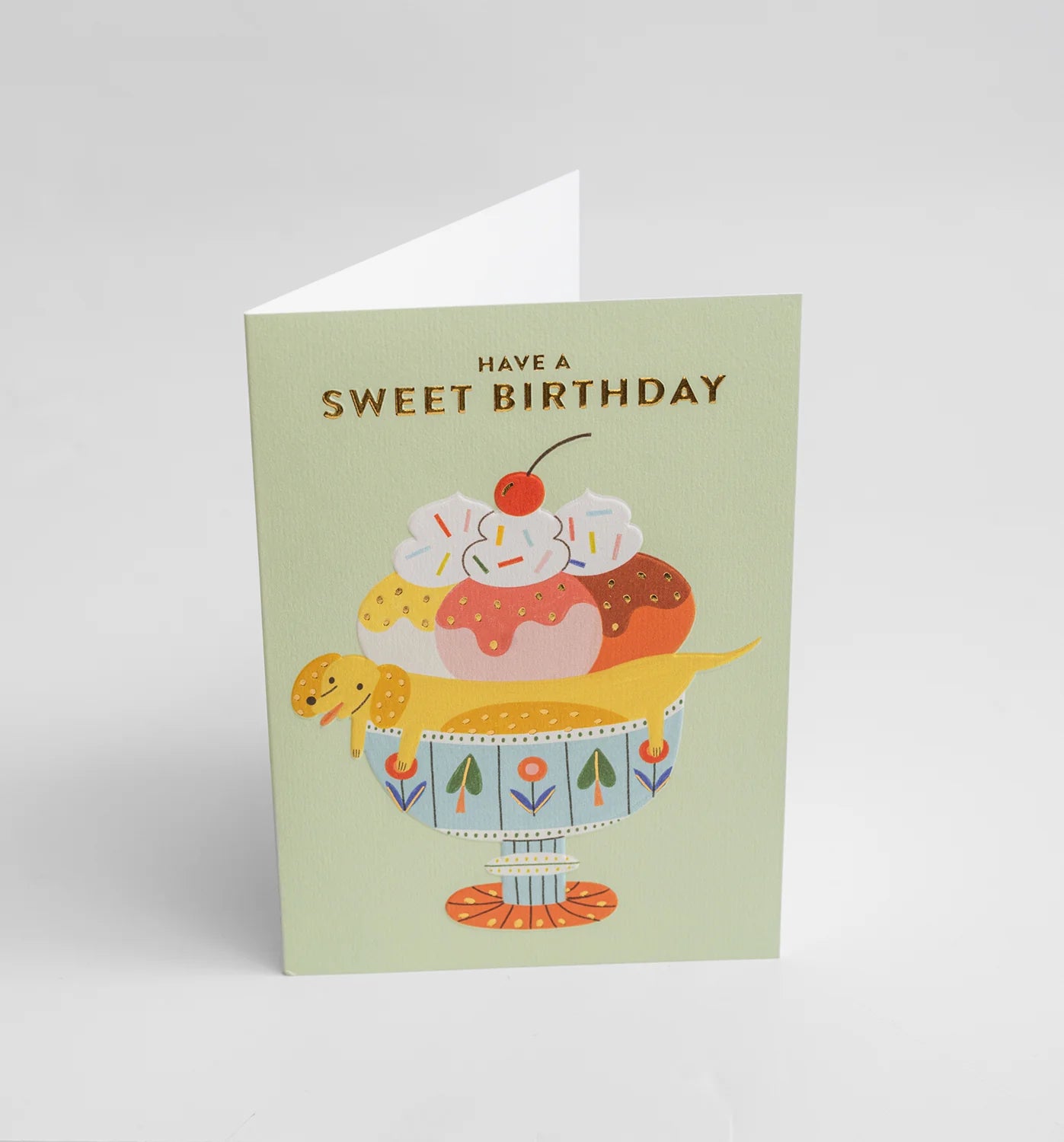 Have a Sweet Birthday Dachshund Sundae Greeting Card：7355