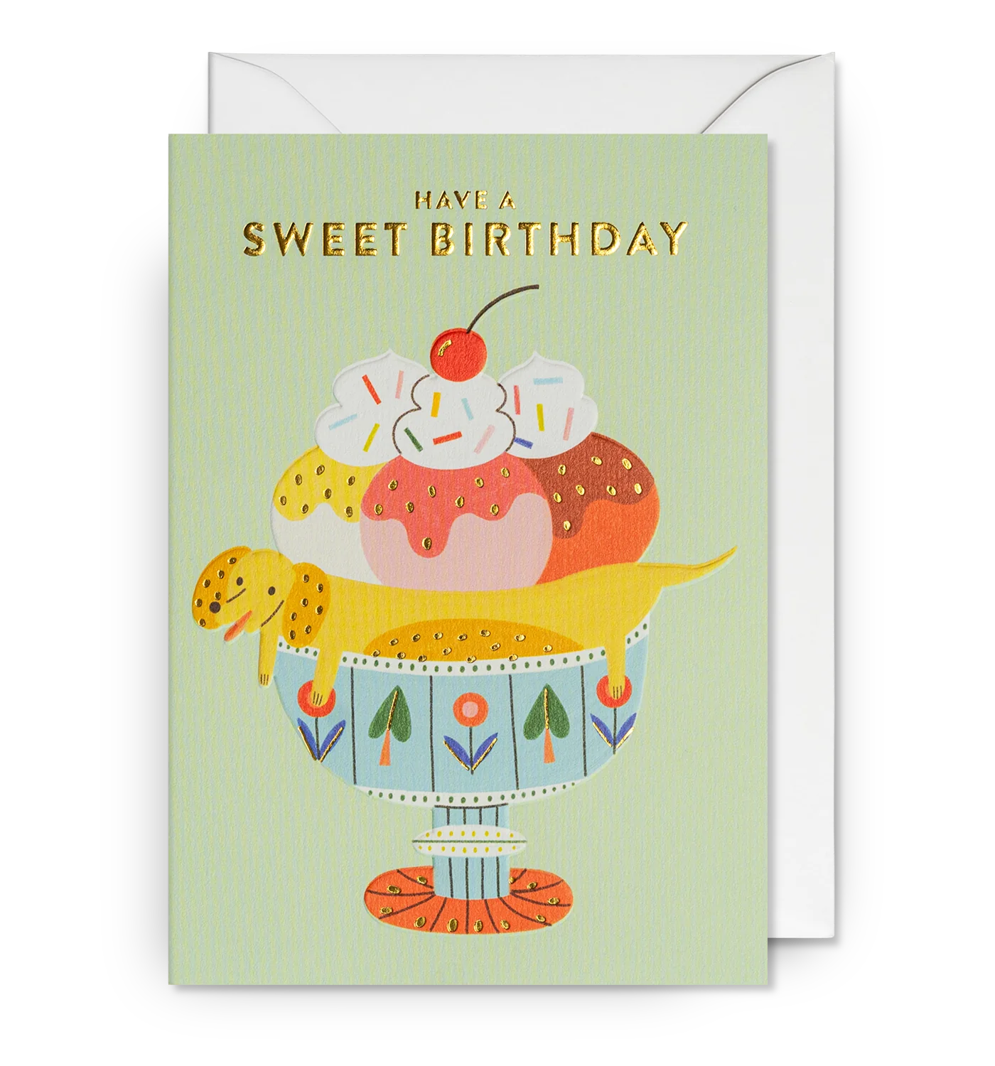 Have a Sweet Birthday Dachshund Sundae Greeting Card：7355