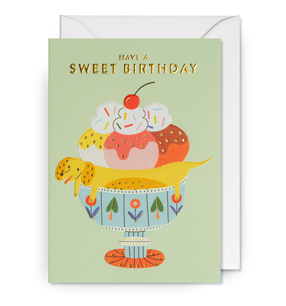 Have a Sweet Birthday Dachshund Sundae Greeting Card：7355