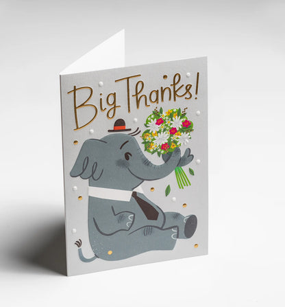 Big Thanks! Elephant Bouquet Greeting Card：7362