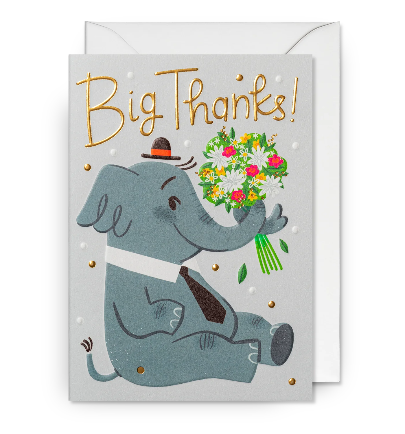 Big Thanks! Elephant Bouquet Greeting Card：7362