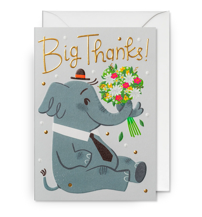 Big Thanks! Elephant Bouquet Greeting Card：7362