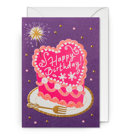 Happy Birthday! Cake & Sparklers Greeting Card：7363