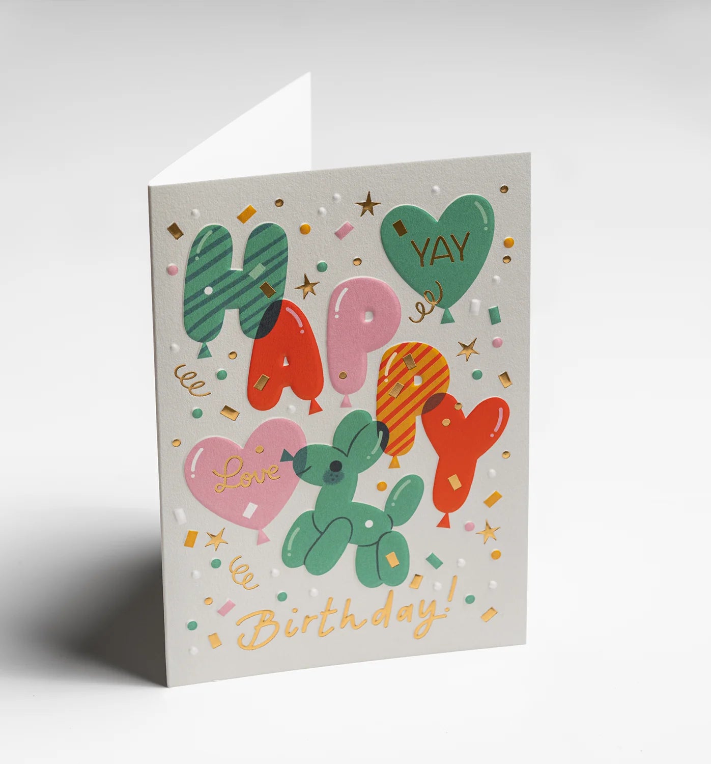 Happy Birthday Balloons & Confetti Greeting Card：7365