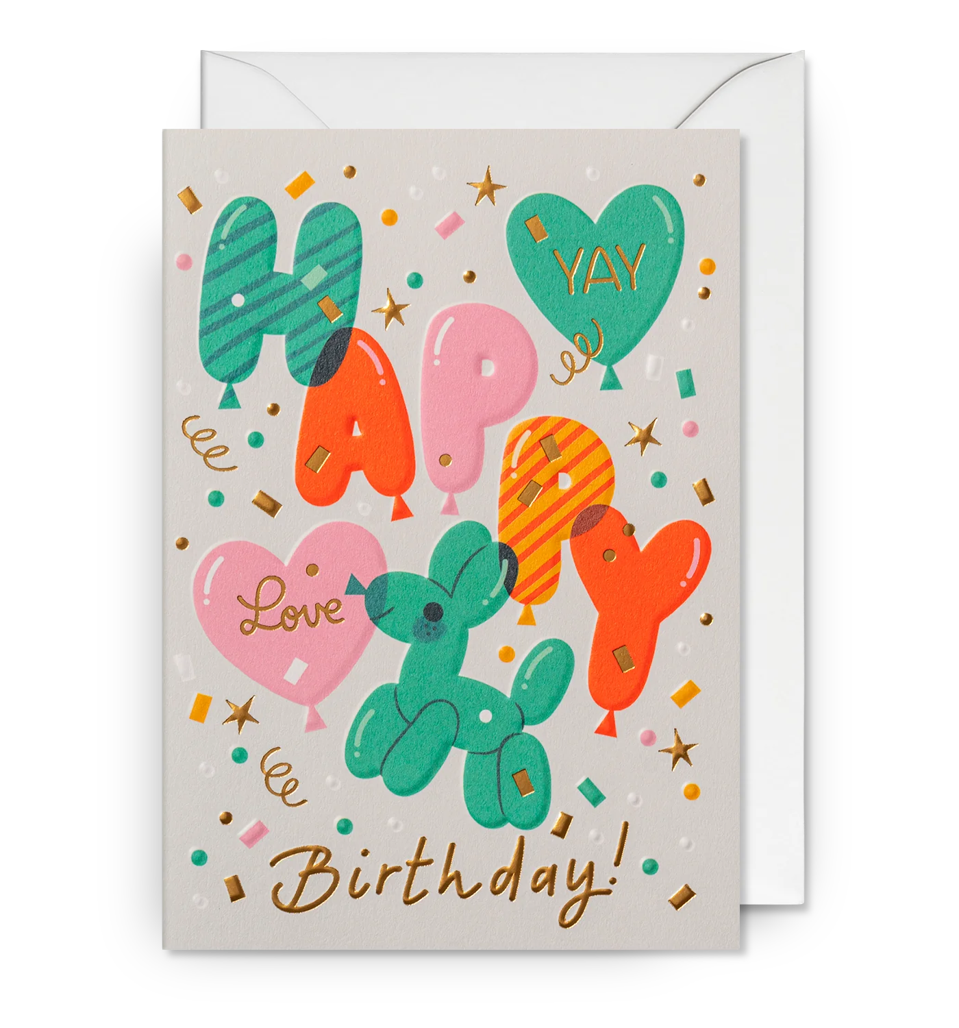 Happy Birthday Balloons & Confetti Greeting Card：7365