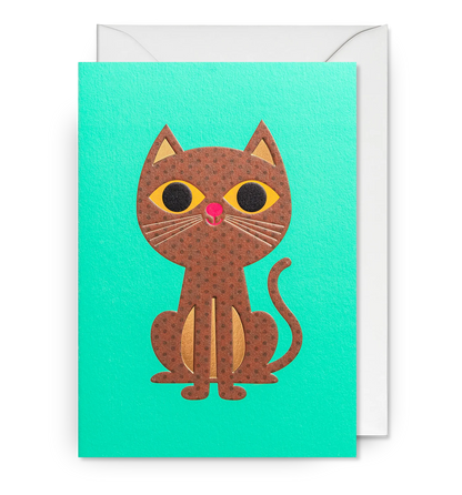 Polka Dot Cat Greeting Card：7640