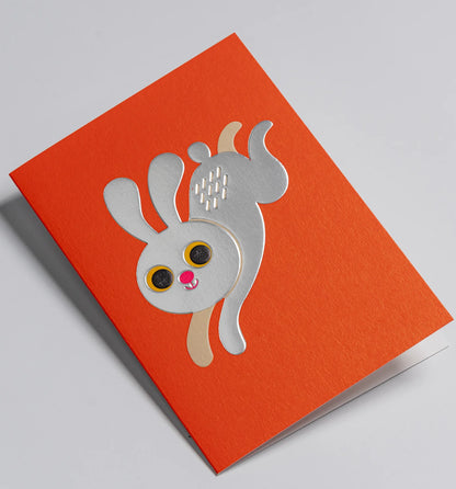 Leaping Rabbit Greeting Card：7641
