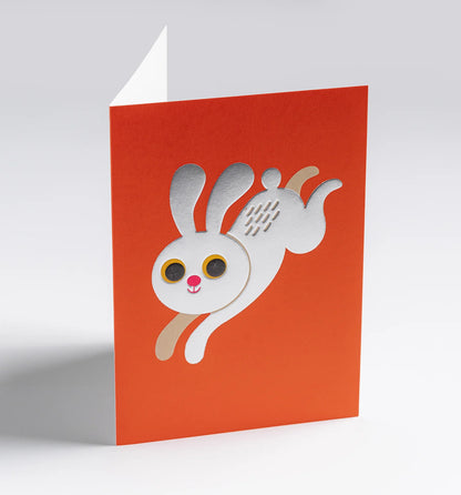 Leaping Rabbit Greeting Card：7641