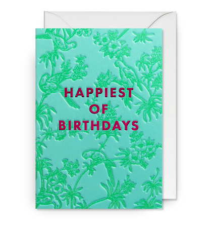 Parakeets Happiest of Birthdays Greeting Card：7736